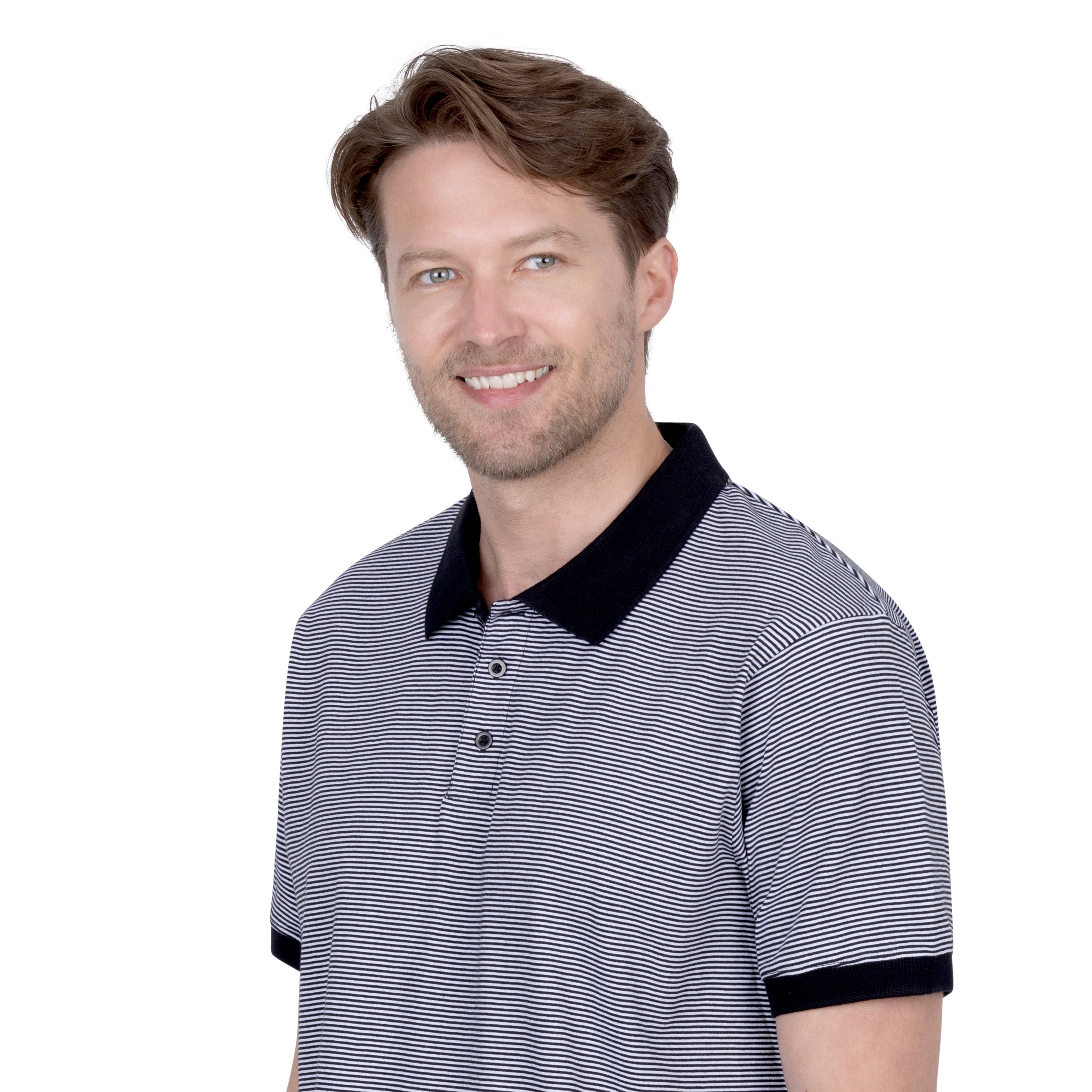 Short Sleeve Cotton Striped Jersey Polo Shirt