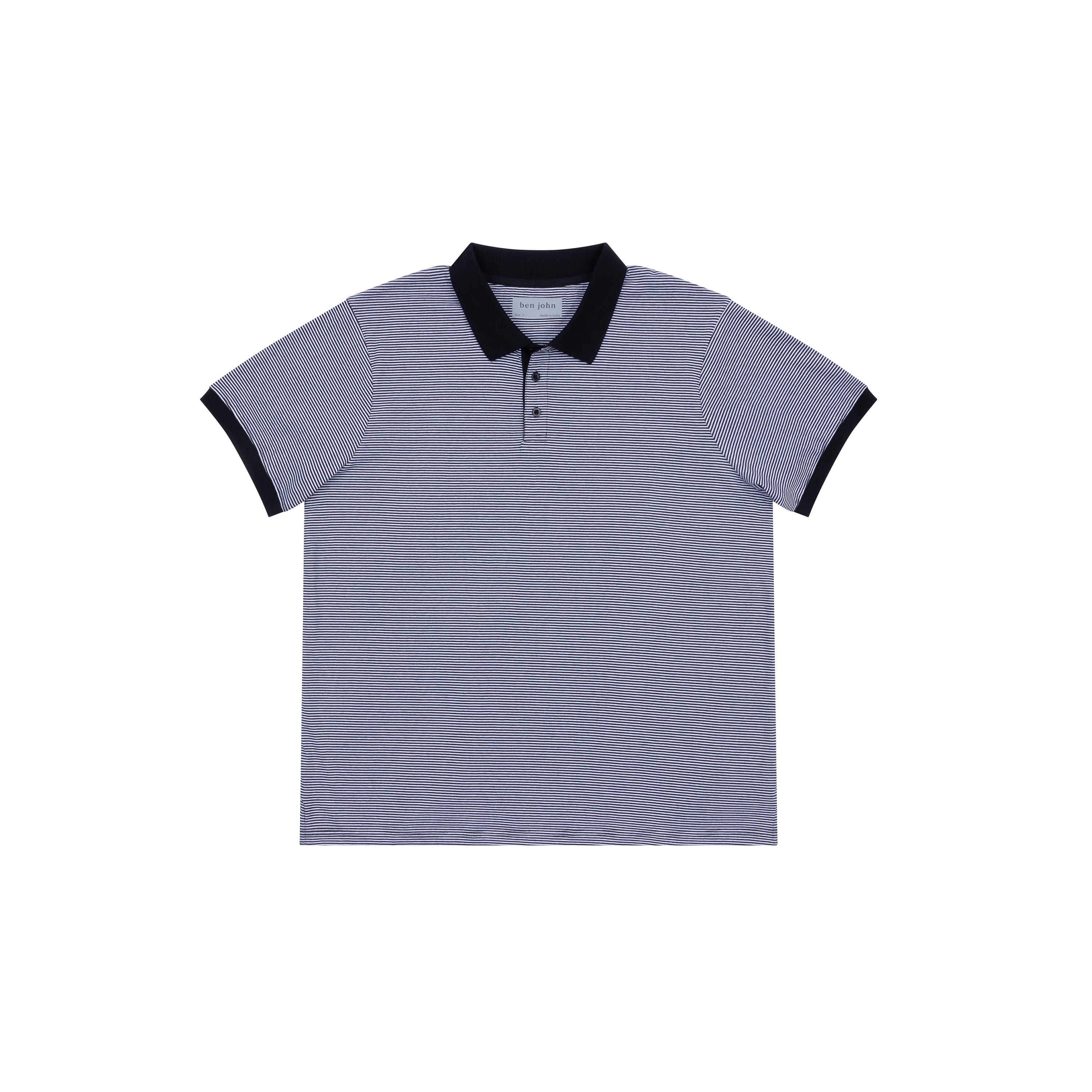 Short Sleeve Cotton Striped Jersey Polo Shirt