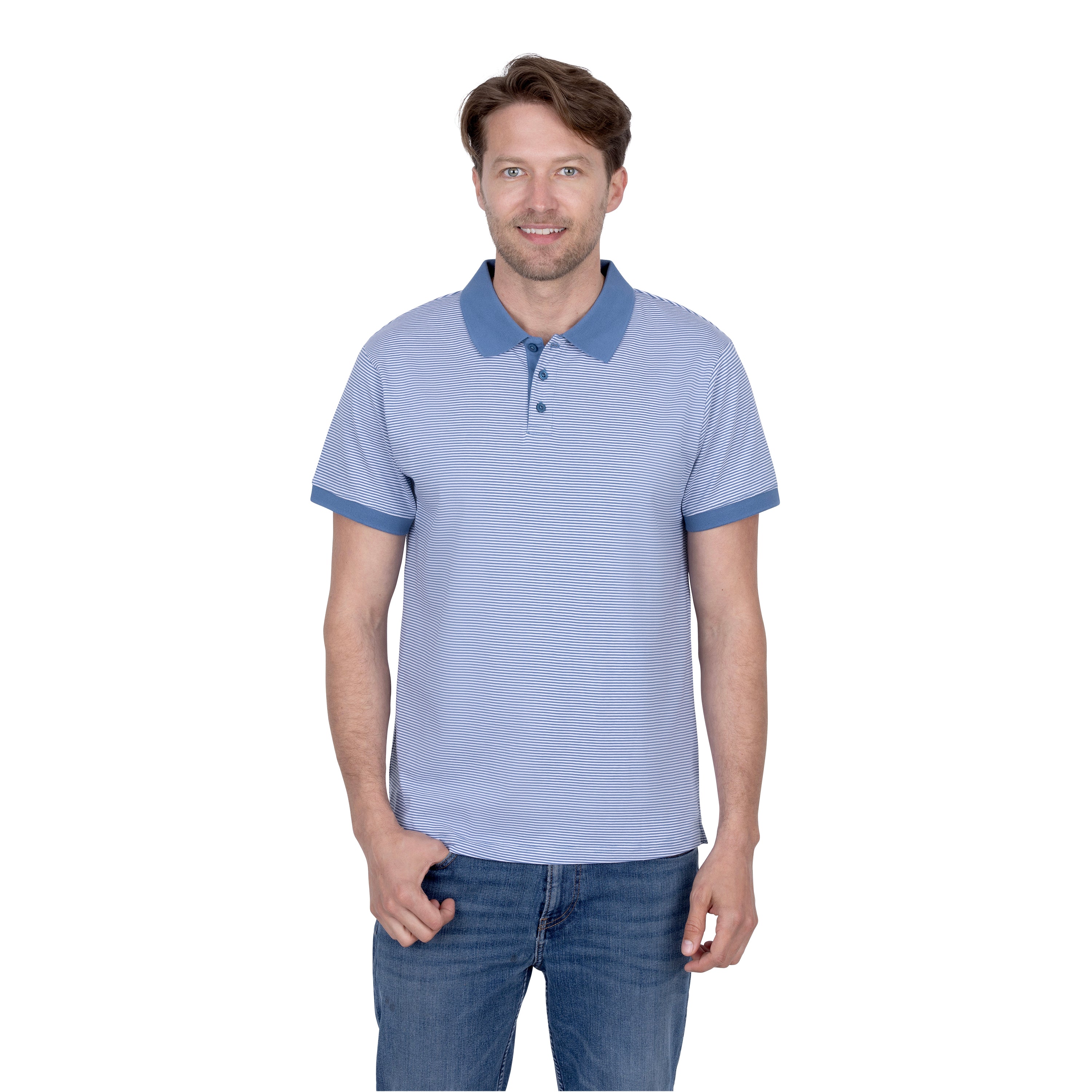 Short Sleeve Cotton Striped Jersey Polo Shirt