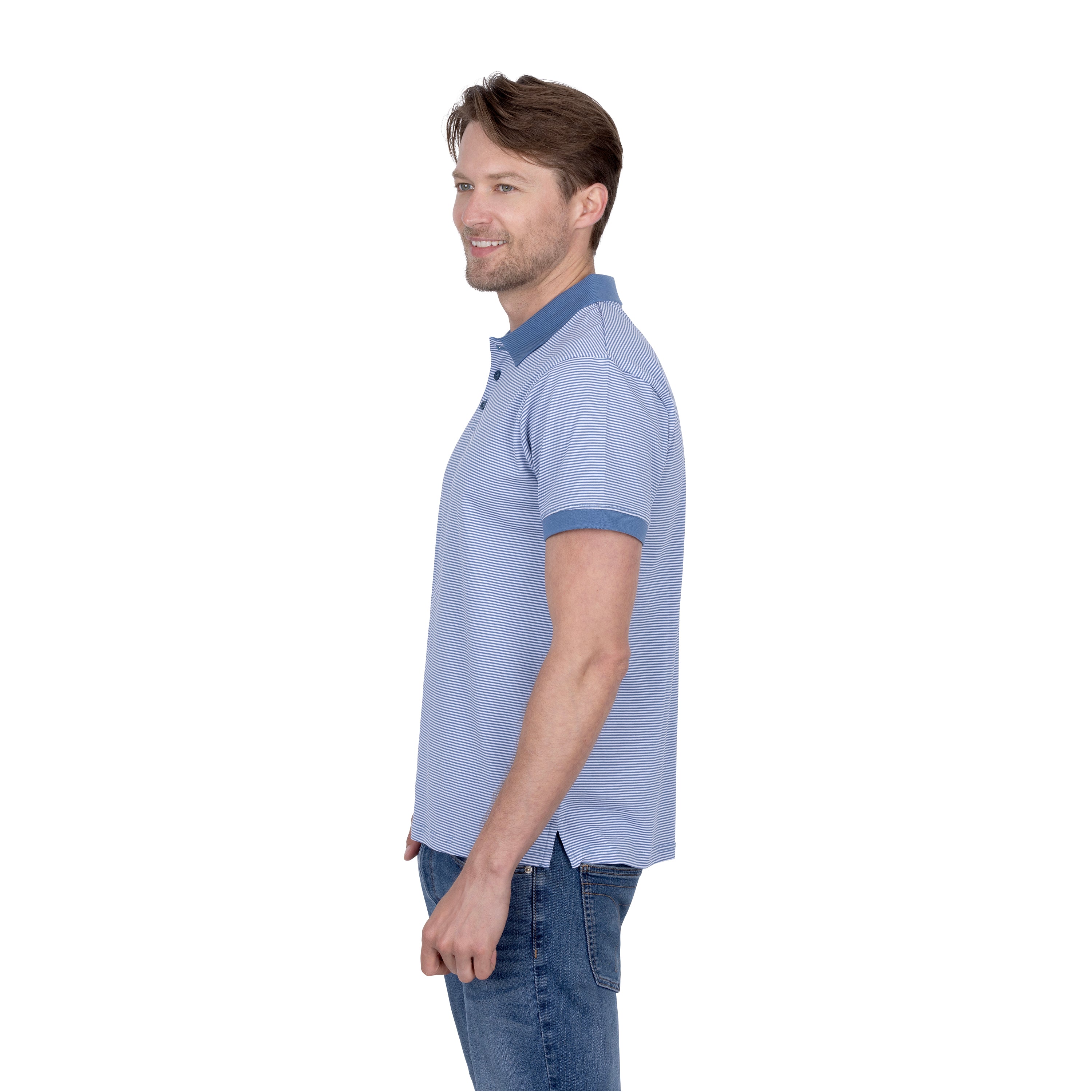 Short Sleeve Cotton Striped Jersey Polo Shirt