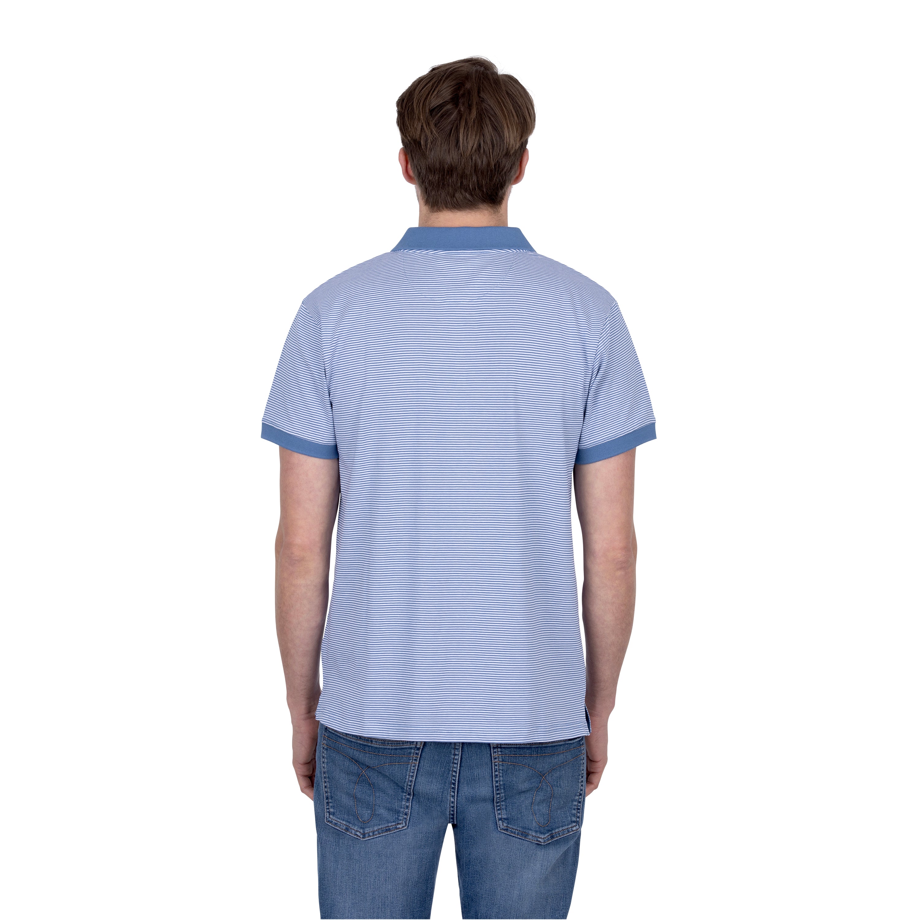 Short Sleeve Cotton Striped Jersey Polo Shirt