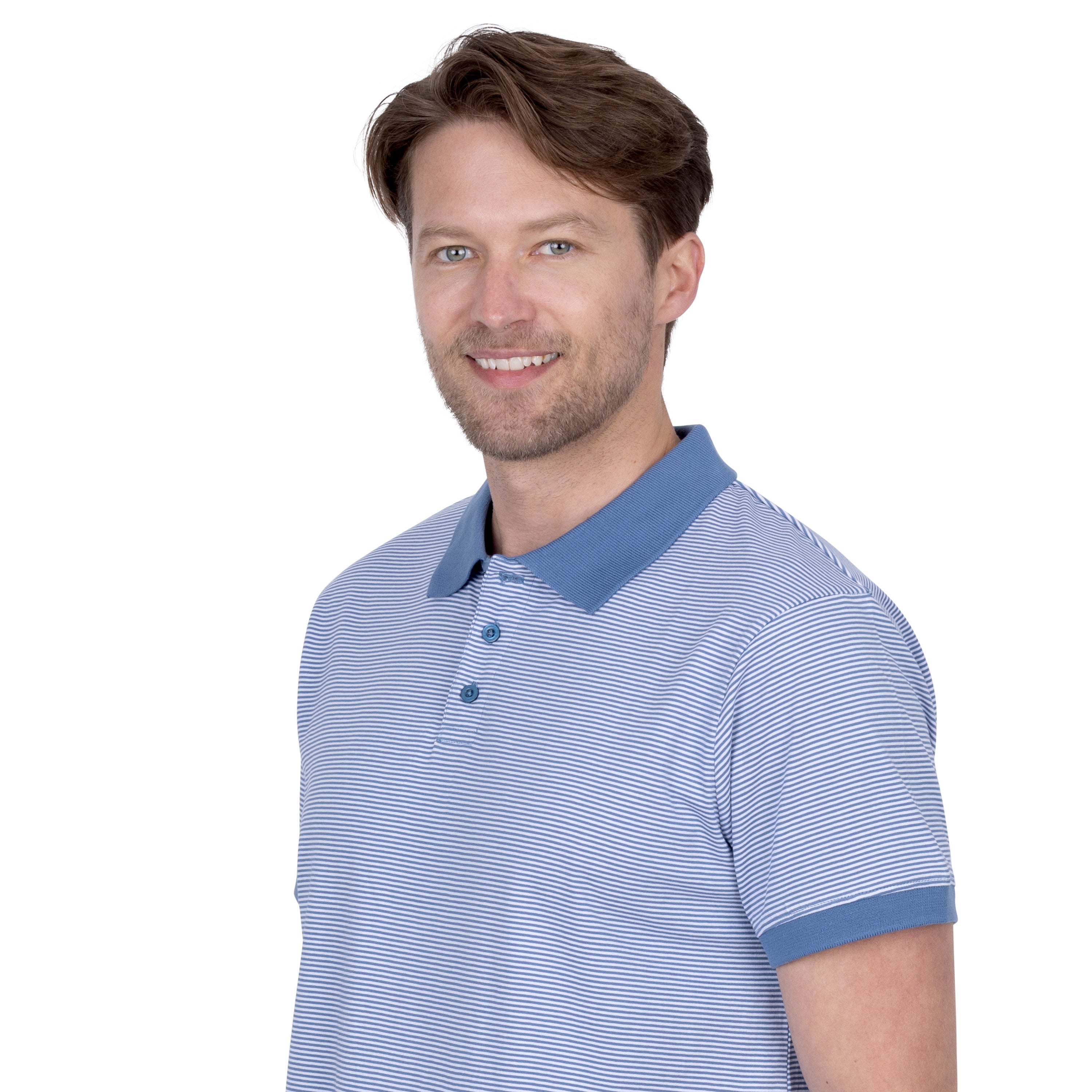 Short Sleeve Cotton Striped Jersey Polo Shirt