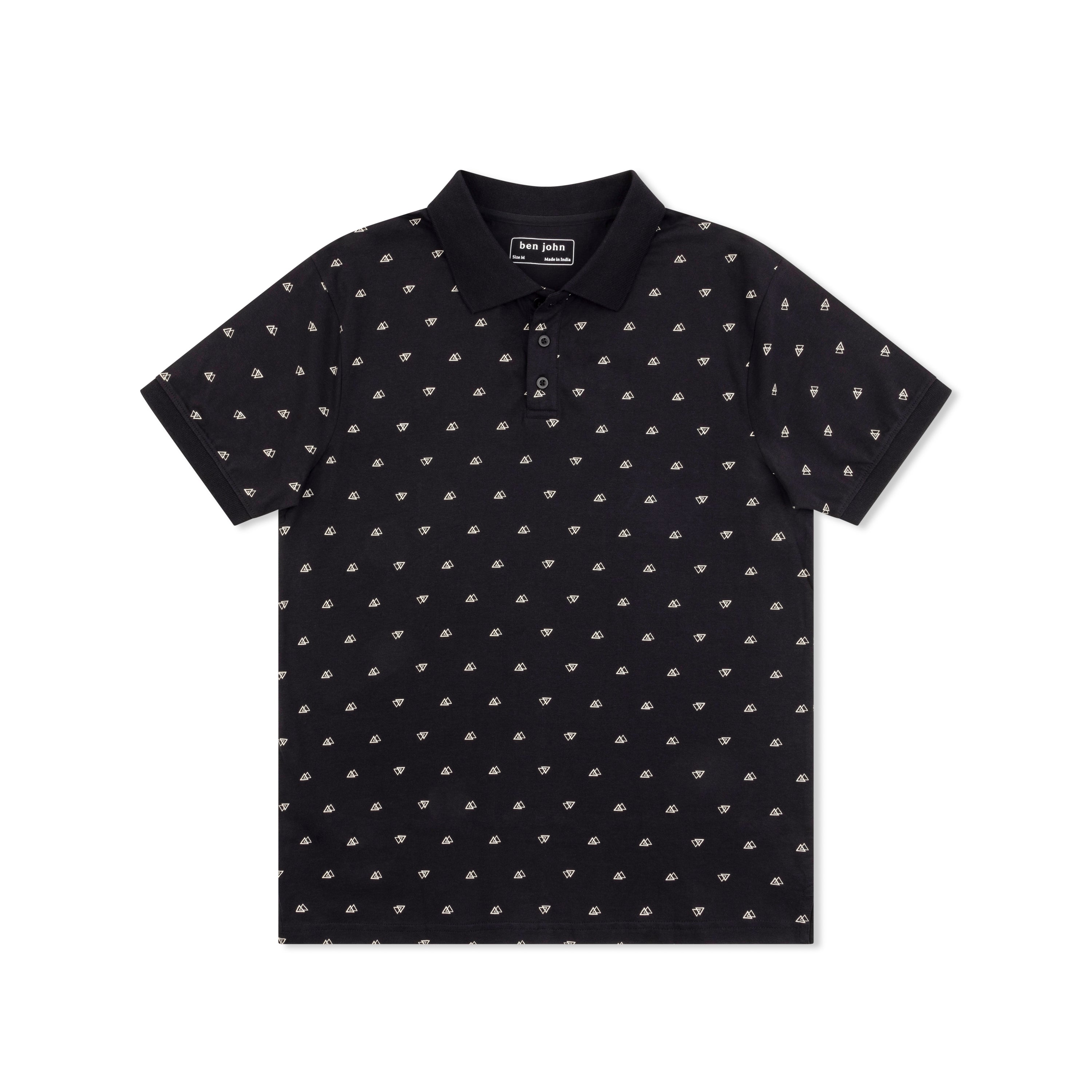 Short Sleeve Cotton Printed Jersey Polo: Midnight