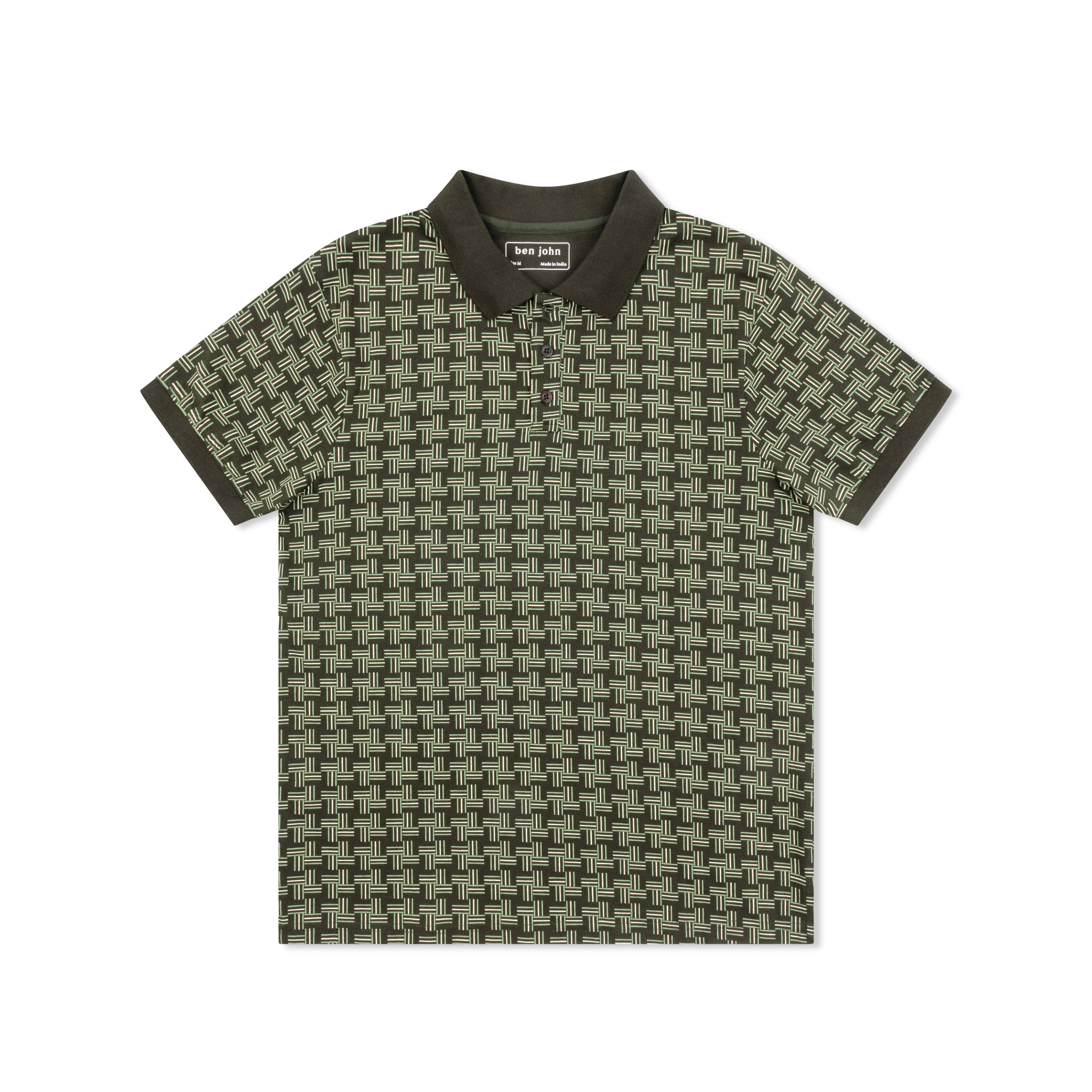 Short Sleeve Cotton Printed Jersey Polo: GreenGeo
