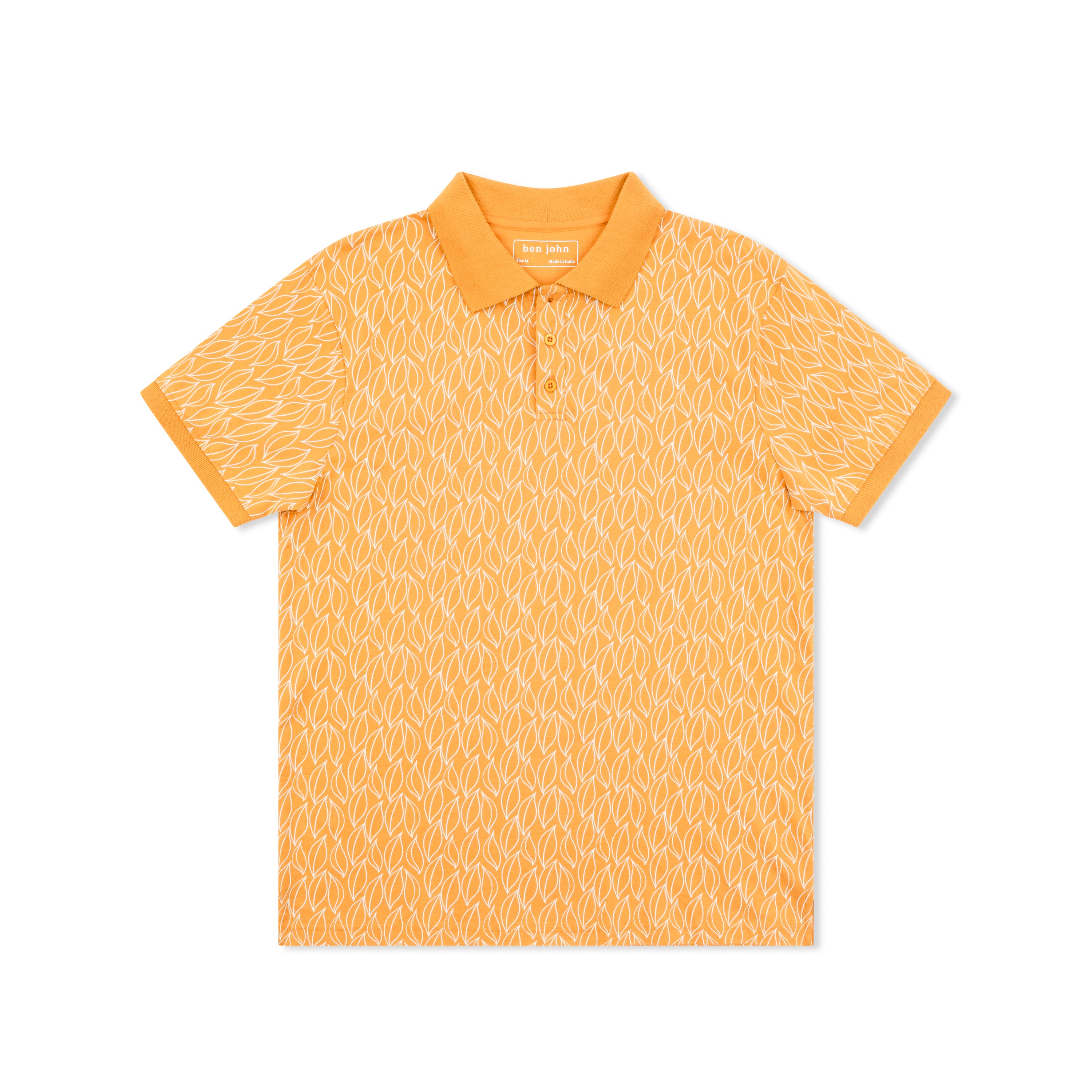 Short Sleeve Cotton Printed Jersey Polo: Desert Flame