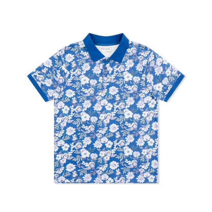 Short Sleeve Cotton Printed Jersey Polo: Gardenia