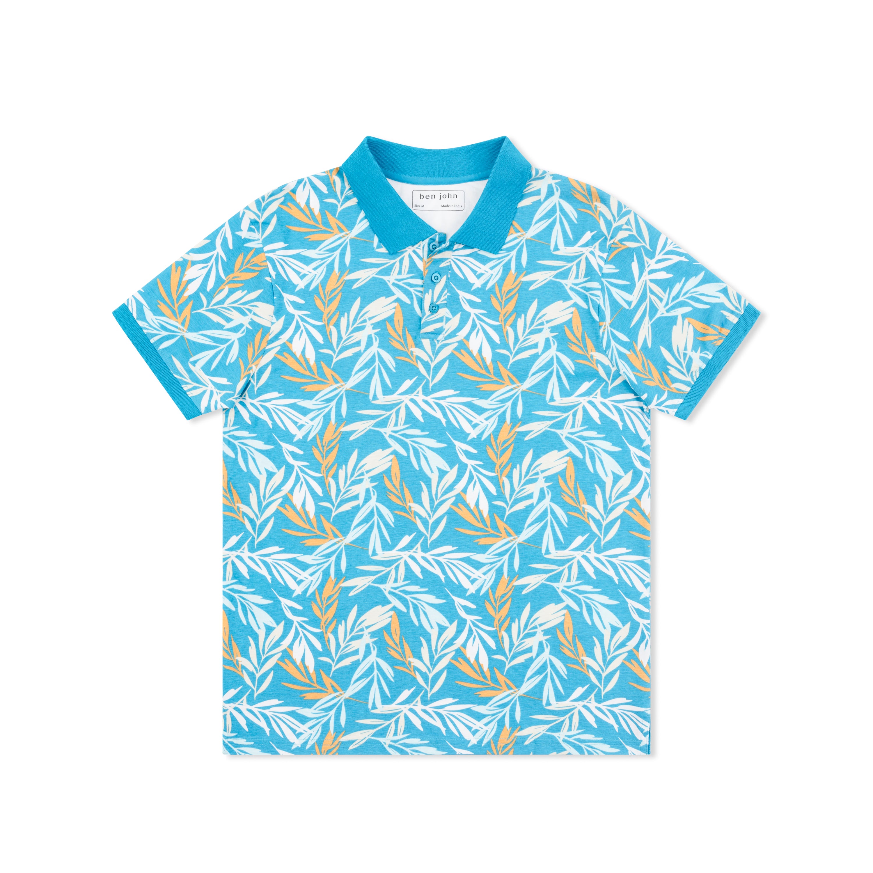 Short Sleeve Cotton Printed Jersey Polo: Island Flora