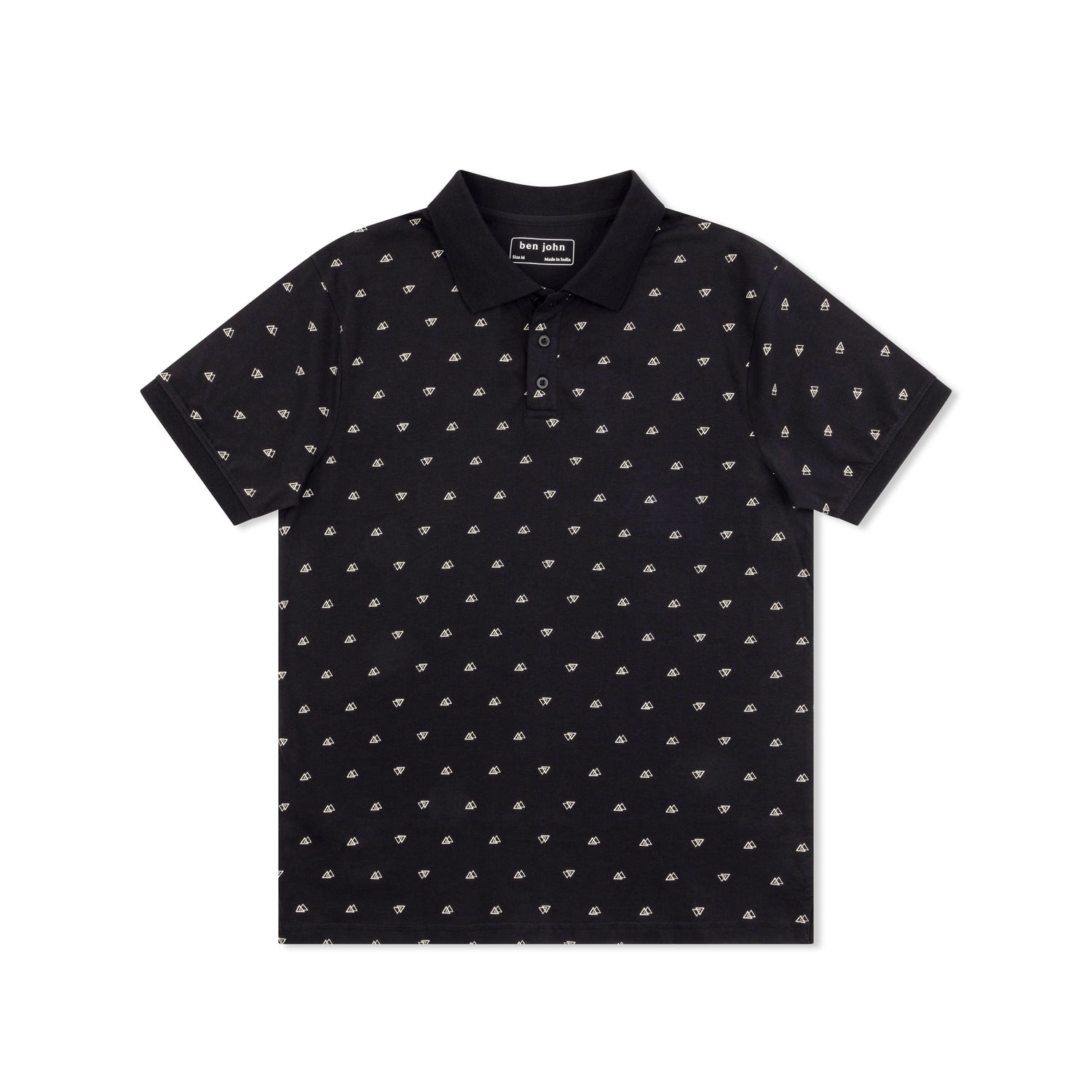 Short Sleeve Cotton Printed Jersey Polo: Midnight