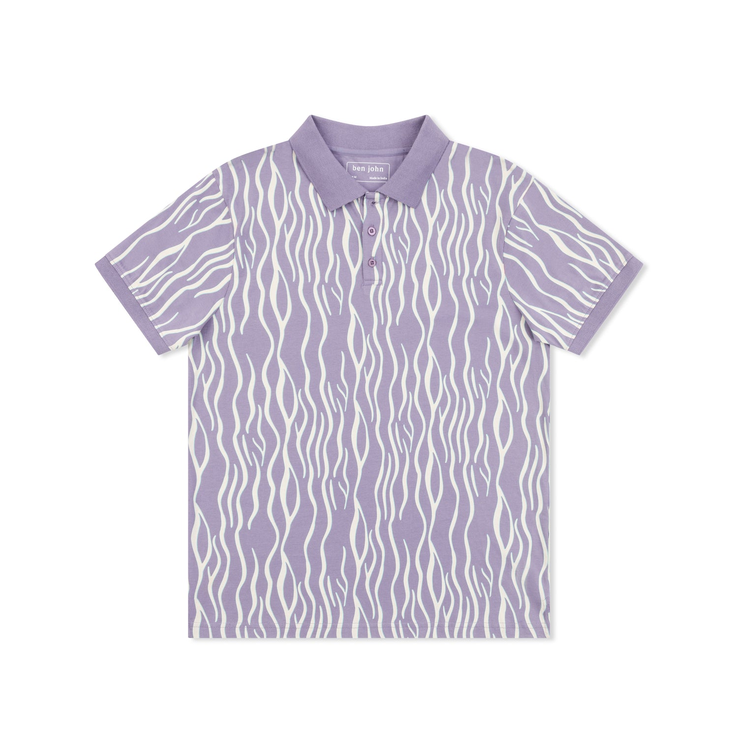 Short Sleeve Cotton Printed Jersey Polo: Seaweed