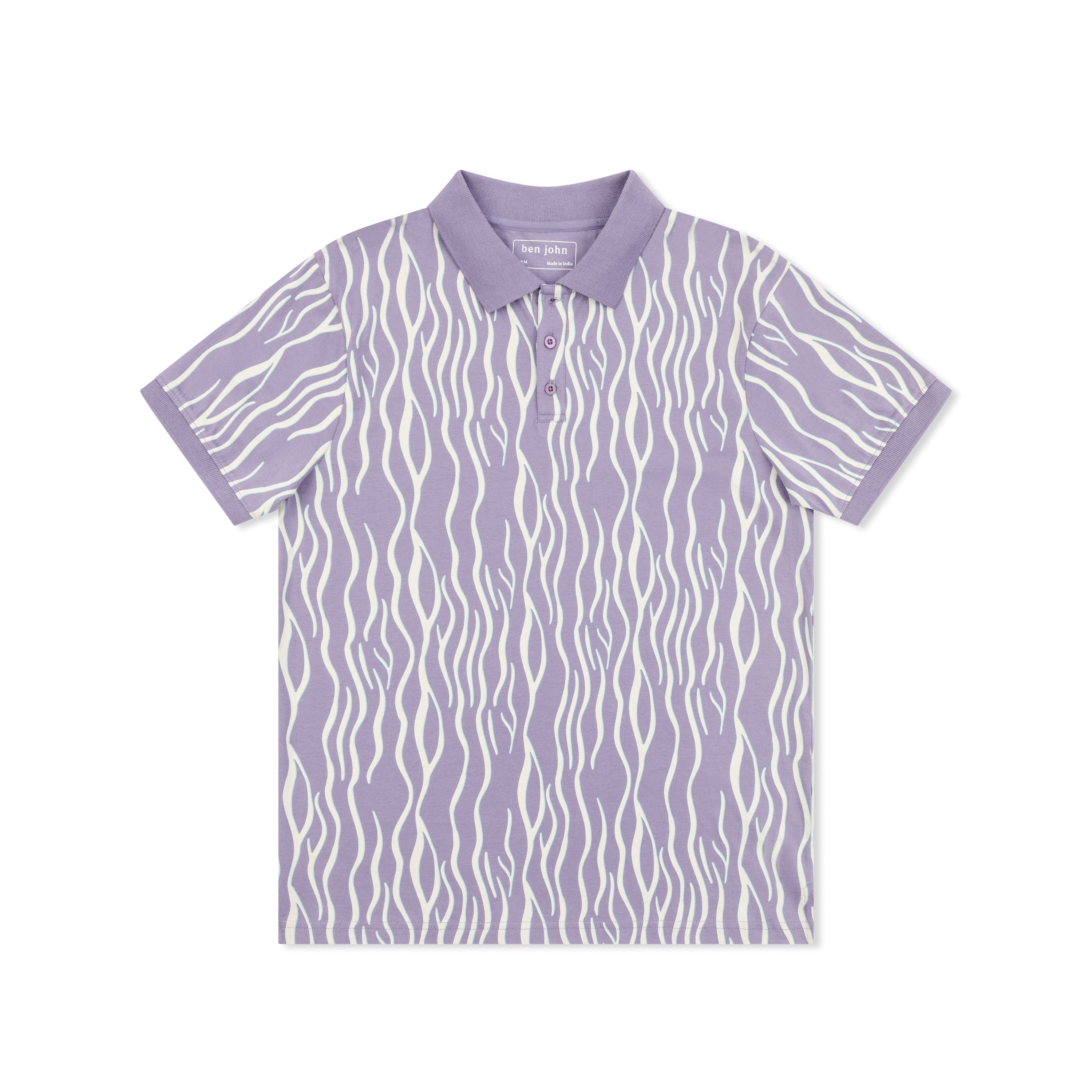 Short Sleeve Cotton Printed Jersey Polo: Seaweed