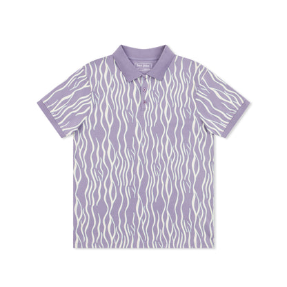 Short Sleeve Cotton Printed Jersey Polo: Seaweed