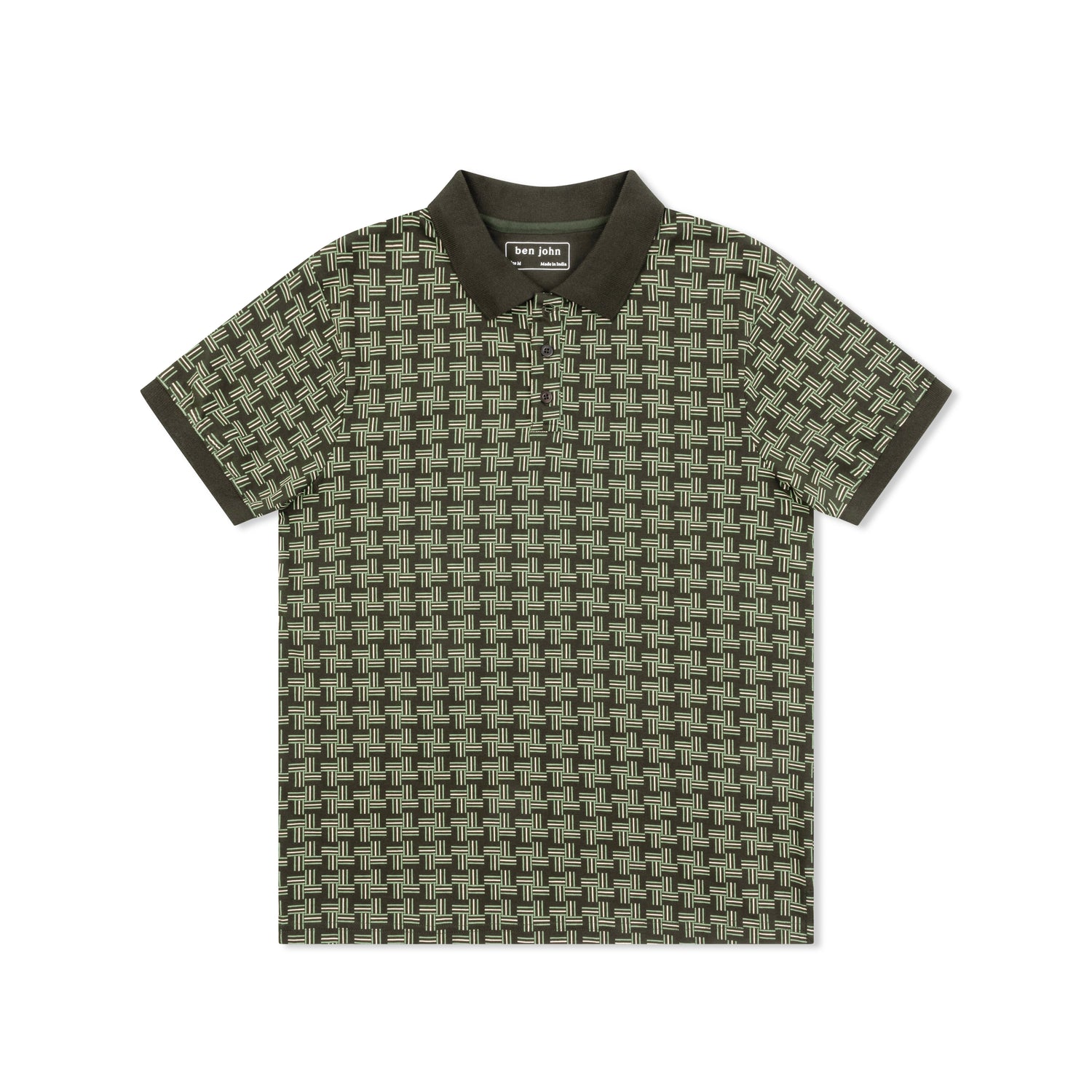 Short Sleeve Cotton Printed Jersey Polo: GreenGeo
