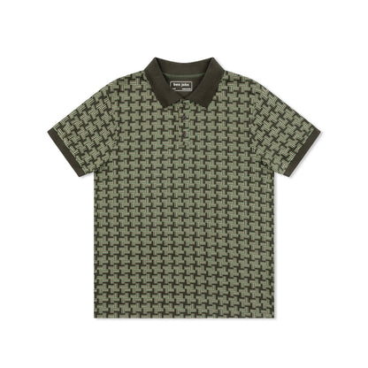 Short Sleeve Cotton Printed Jersey Polo: GreenGeo