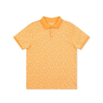 Short Sleeve Cotton Printed Jersey Polo: Desert Flame