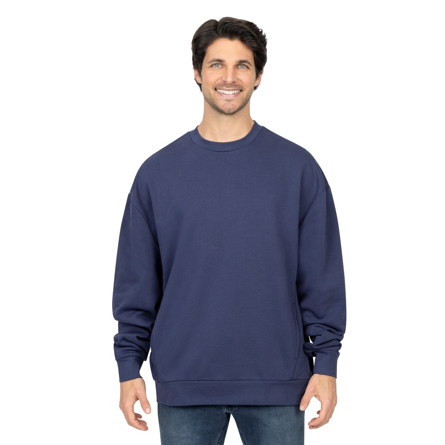 Panel Crew Neck Fleece Sweatshirt